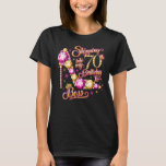 70th Birthday design. Stepping into my 70th Birthd T-Shirt<br><div class="desc">70 Birthday design for women, ladies. Featuring PRINTED High Heel shoe and words: Stepping into my 70th Birthday Like a Boss. Please NOTE: this is an item with the printed design. This is a perfect gift for a 70 years old woman, lady. The great idea for 70th birthday party celebration....</div>