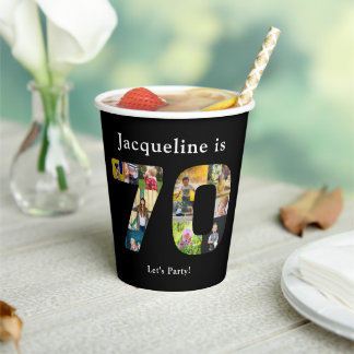 70th Birthday Design Your own Photo Collage Paper Cups