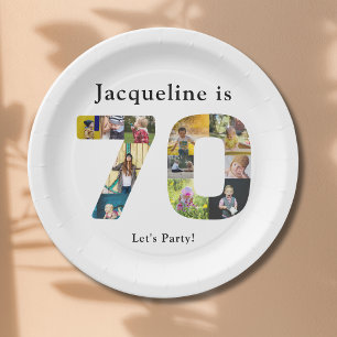 70th Birthday Design Your own Photo Collage Paper Plate