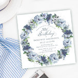 70th Birthday Dusty Blue Flower Wreath Invitation<br><div class="desc">Soft watercolor blue roses and peonies create a pretty springtime wreath to decorate this 70th birthday invitation. The typography adds an elegant aesthetic. This elegant birthday invitation is available in both traditional cardstock and a downloadable version. It is part of the Dusty Blue Floral collection. It lets you choose a...</div>