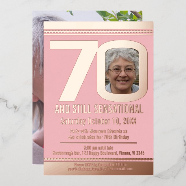 70th birthday dusty pink and rose gold (Front/Back)