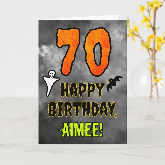 70th Birthday: Eerie Halloween Theme + Custom Name Card (Yellow Flower)