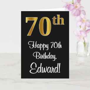 70th Birthday ~ Elegant Luxurious Faux Gold Look # Card