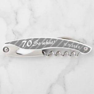 70th Birthday Elegant Modern 70 So what Birthday Corkscrew