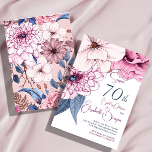 70th Birthday Elegant Modern Floral Invitation