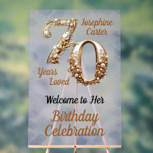 70th Birthday Elegant Party Acrylic Sign