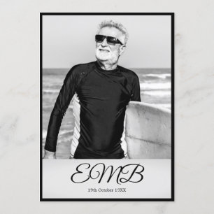 70th Birthday Elegant Photo Monogram Birthday Invitation