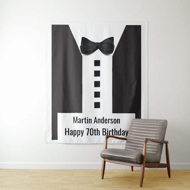 70th Birthday 🎉 Elegant Tuxedo  Tapestry (In Situ)