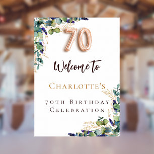 70th Birthday eucalyptus greenery welcome Poster
