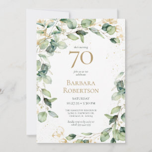 70th Birthday Eucalyptus Invitation