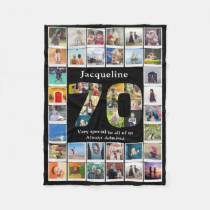 70th Birthday Family Photo Template Fleece Blanket