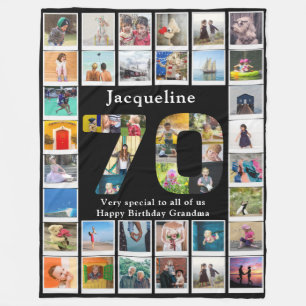 70th Birthday Family Photo Template Large Fleece Blanket