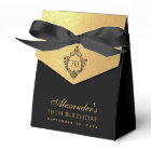 70th Birthday Faux Gold Luxury Black Vintage Crest
