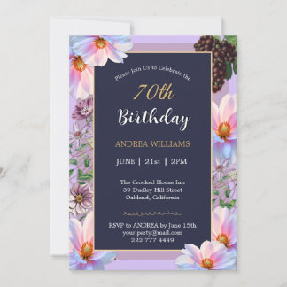 70th Birthday Festive Spring Flower Invitation