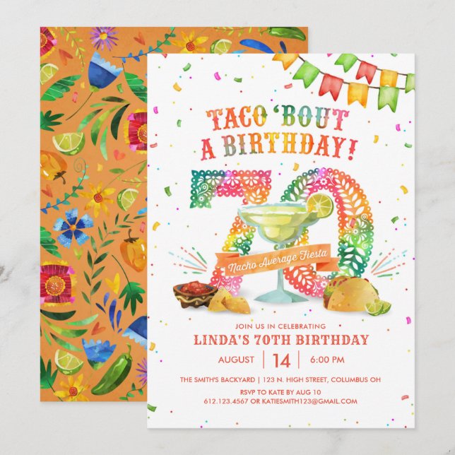 70th Birthday Fiesta Invitation (Front/Back)
