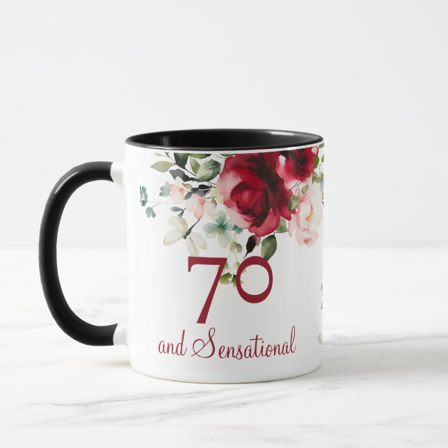 70th Birthday Floral Mug (Left)