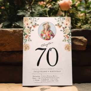 70th Birthday Floral Photo Party Invitation