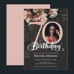 70th Birthday Floral Pink Elegant Custom Photo Invitation<br><div class="desc">70th Birthday Floral Pink Elegant Custom Photo Invitation. A beautiful and elegant floral design birthday invitation, that features lovely and lush soft pink flowers. This design lets you add a photo of the birthday person and all details is fully customisable. Need help with this template? Contact the designer/creator by clicking...</div>