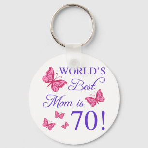 70th Birthday For Mom Key Ring