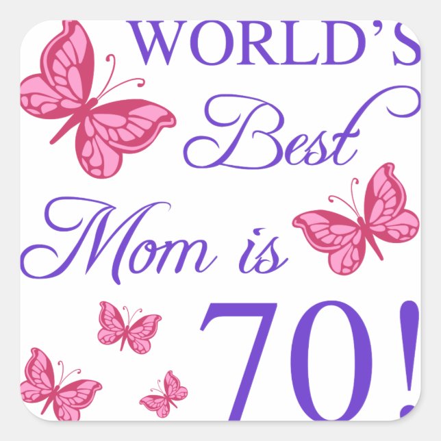 70th Birthday For Mum Square Sticker (Front)