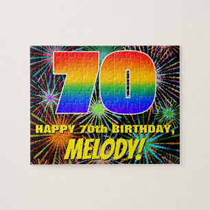 70th Birthday: Fun, Colourful Celebratory Firework Jigsaw Puzzle