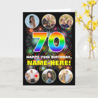 70th Birthday: Fun Rainbow #, Custom Name & Photos