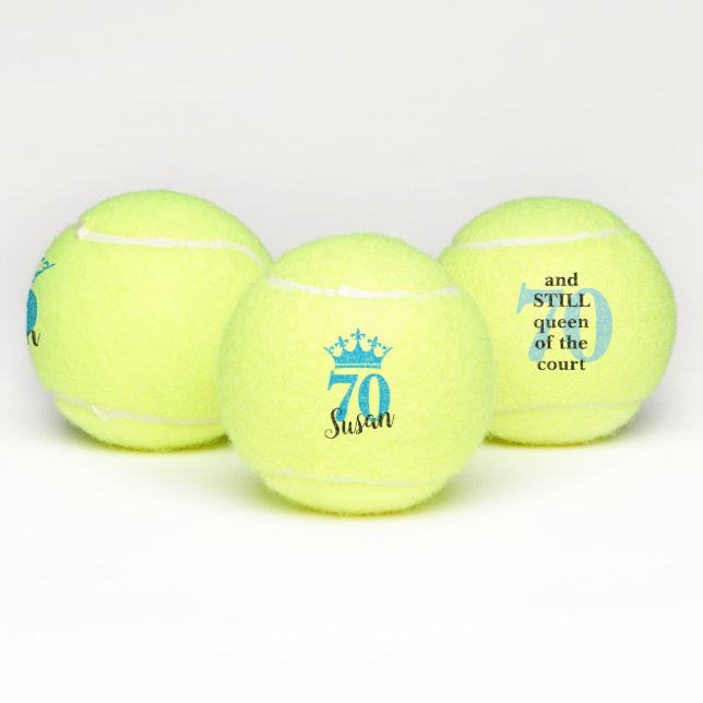 70th Birthday Funny Court Queen  Tennis Balls (Multi)