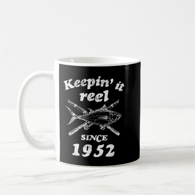 70th Birthday Funny Fishing Gifts 70 Year Old Men  Coffee Mug (Left)