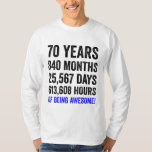 70th Birthday // Funny Men’s Birthday Countdown T-Shirt<br><div class="desc">Celebrate someone special's birthday with this funny "70 Years of Being Awesome” Countdown TShirt!</div>