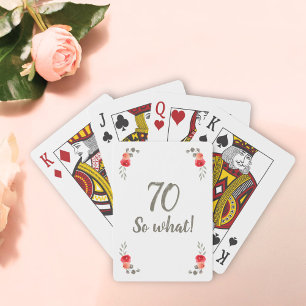 70th Birthday Funny Saying Watercolor Floral Woman Playing Cards