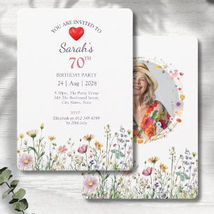 70th Birthday Garden Floral Wild Meadow Photo Invitation