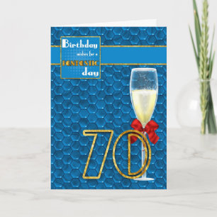 70th Birthday - Geometric Birthday Card Champagne