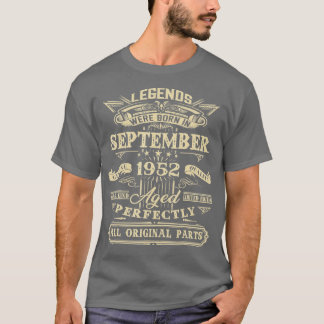 70th Birthday Gift For Legends Born September 1952 T-Shirt