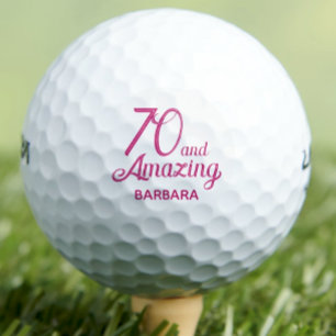 70th birthday gift golf balls 70 and amazing pink