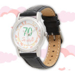 70th Birthday Gift Motivational Floral Woman Watch<br><div class="desc">70th birthday floral watch for a woman celebrating 70 years. A funny and motivational quote 70 so what! is perfect for a positive person with a sense of humour. Flower pattern with pink and yellow simple daisy flowers on white. Great as a birthday gift for a woman. You can change...</div>
