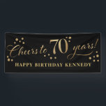 70th Birthday Glitter Black and Gold Banner<br><div class="desc">70th birthday banner in black and gold</div>