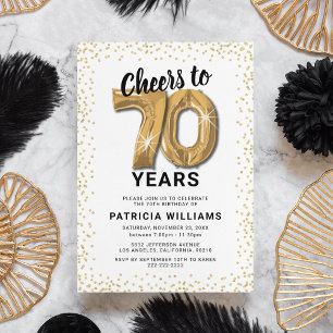 70th Birthday Gold Balloons Invitation