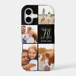 70th birthday gold black photo collage stylish