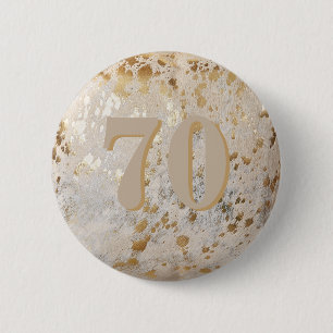 70th Birthday Gold Cowhide Modern 6 Cm Round Badge