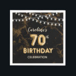 70th Birthday Gold Foil Balloons & String Lights Napkin<br><div class="desc">These napkins feature gold foil balloons and festive string lights. Personalise them with a name. Other matching party products are also available.</div>