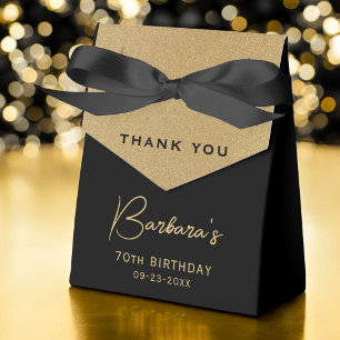 70th Birthday Gold Foil Monogram Script Thank You Favour Box