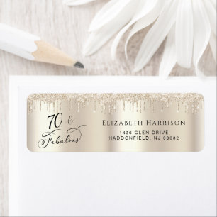 70th Birthday Gold Glitter Return Address