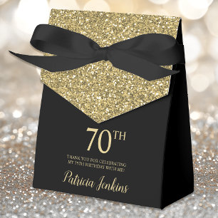 70th Birthday Gold Glitter Thank You Favour Box