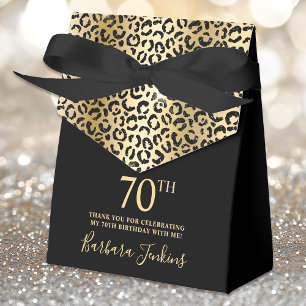 70th Birthday Gold Leopard Print Thank You Favour Box