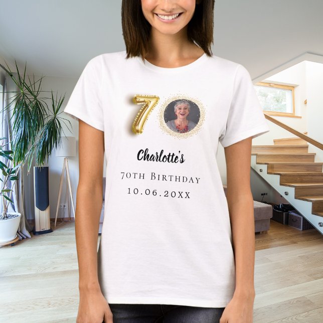 70th birthday gold photo T-Shirt (Creator Uploaded)