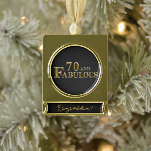 70th Birthday  Gold Plated Banner Ornament