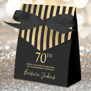 70th Birthday Gold Striped Thank You Favour Box