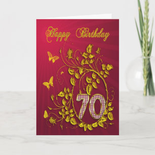 70th Birthday golden butterflies Card