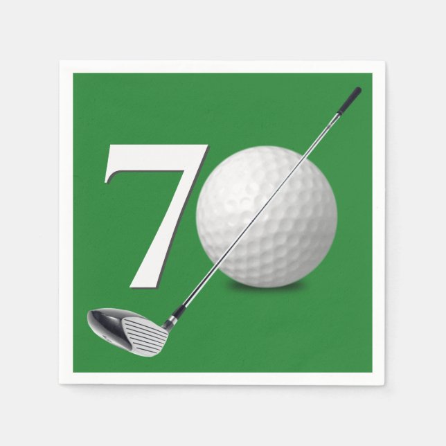 70th Birthday Golf Ball And Club  Napkin (Front)