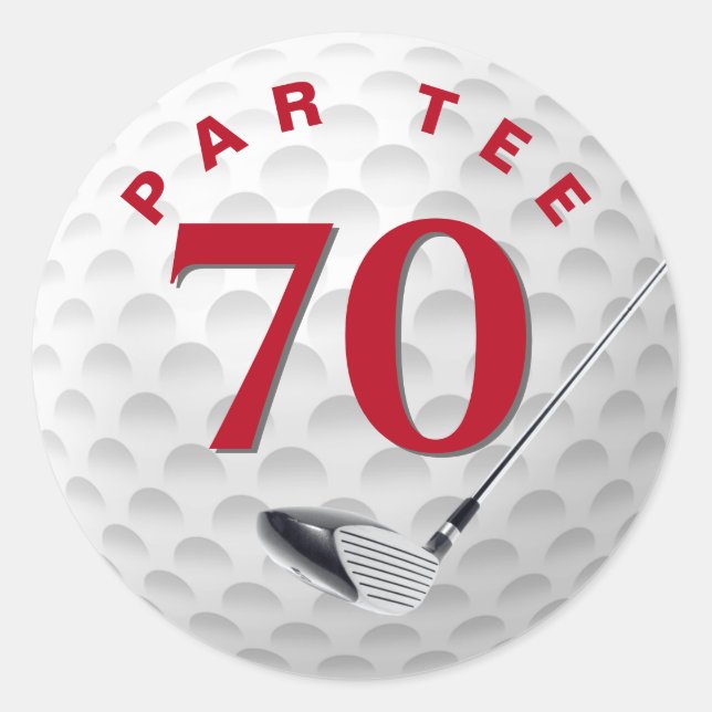 70th Birthday Golf Ball Classic Round Sticker (Front)